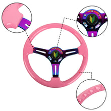 Load image into Gallery viewer, Brand New 350mm 14&quot; Universal JDM Beginner Leaf Deep Dish ABS Racing Steering Wheel Pink With Neo-Chrome Spoke