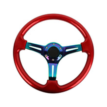 Load image into Gallery viewer, Brand New 350mm 14&quot; Universal Red Deep Dish ABS Racing Steering Wheel Neo-Chrome Spoke