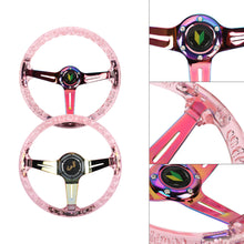 Load image into Gallery viewer, Brand New JDM Beginner Leaf Universal 6-Hole 350mm Deep Dish Vip Pink Crystal Bubble Neo Spoke Steering Wheel