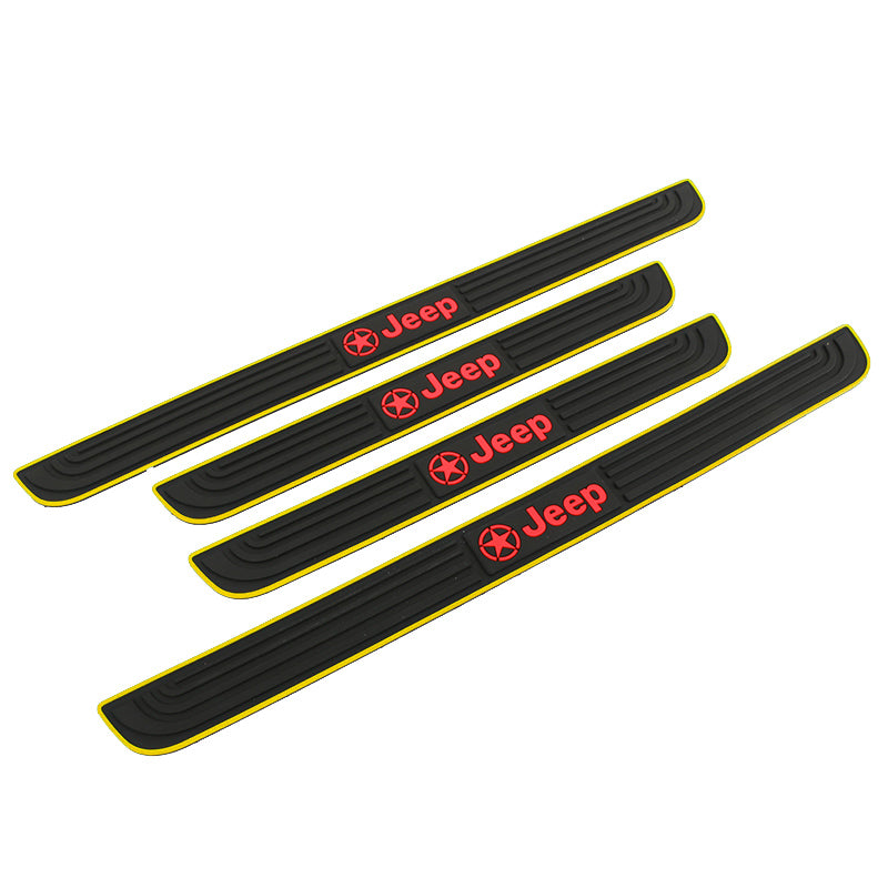 Brand New 4PCS Universal Jeep Yellow Rubber Car Door Scuff Sill Cover Panel Step Protector