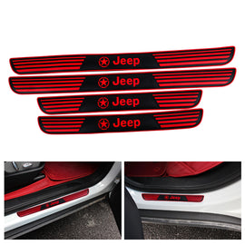 Brand New 4PCS Universal JEEP Red Rubber Car Door Scuff Sill Cover Panel Step Protector V2