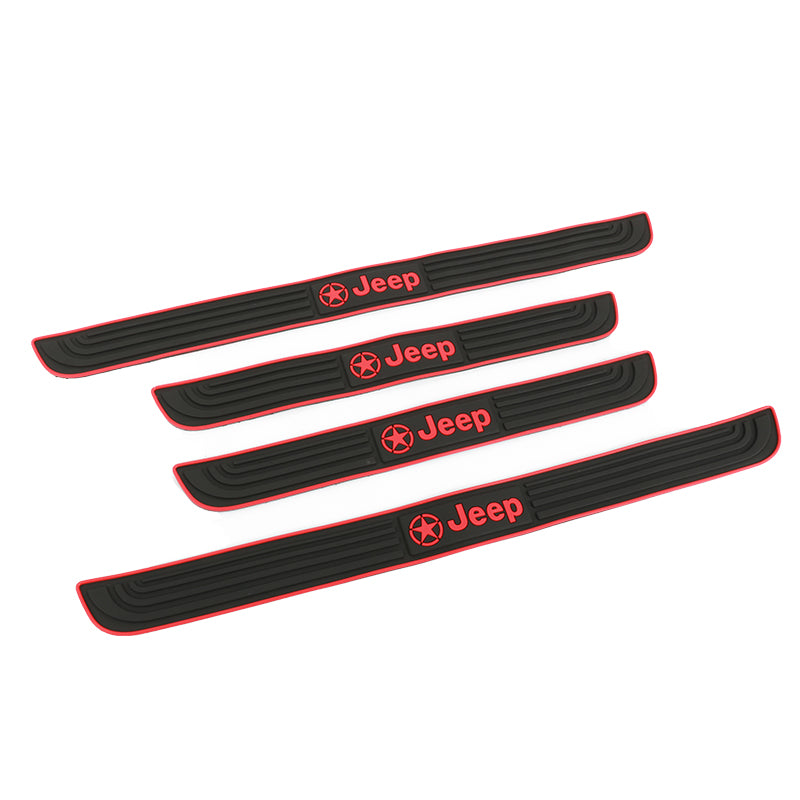 Brand New 4PCS Universal Jeep Red Rubber Car Door Scuff Sill Cover Panel Step Protector
