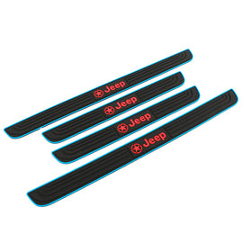 Brand New 4PCS Universal Jeep Blue Rubber Car Door Scuff Sill Cover Panel Step Protector