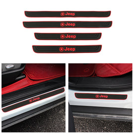 Brand New 4PCS Universal Jeep Red Rubber Car Door Scuff Sill Cover Panel Step Protector