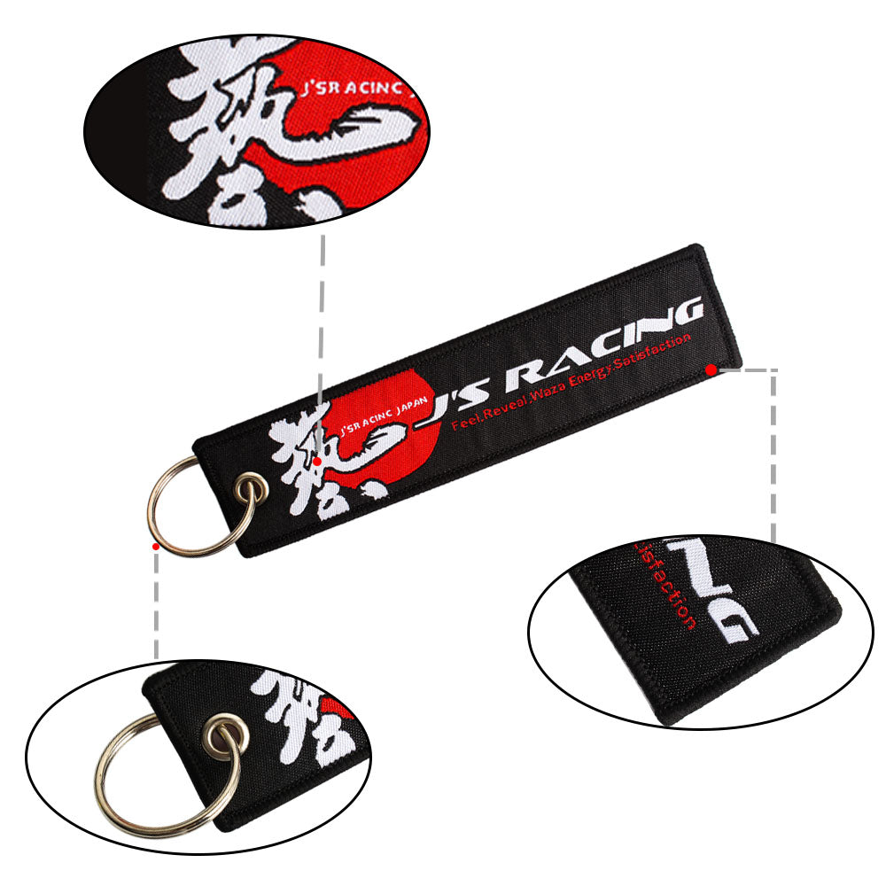 BRAND NEW JDM J'S RACING BLACK DOUBLE SIDE Racing Cell Holders Keychain Universal