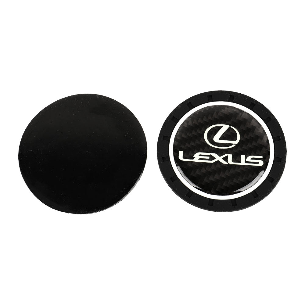 Brand New 2PCS Lexus Glows In The Dark Green Real Carbon Fiber Car Cup Holder Pad Water Cup Slot Non-Slip Mat Universal