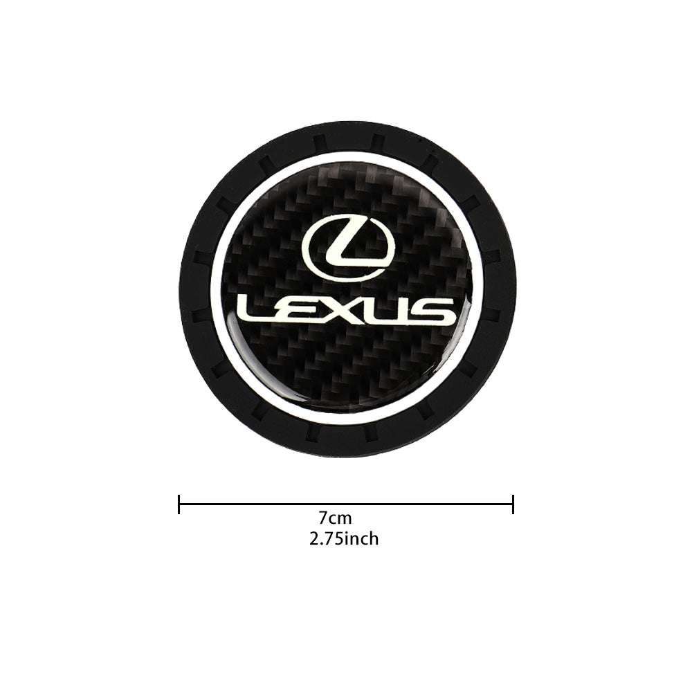 Brand New 2PCS Lexus Glows In The Dark Green Real Carbon Fiber Car Cup Holder Pad Water Cup Slot Non-Slip Mat Universal