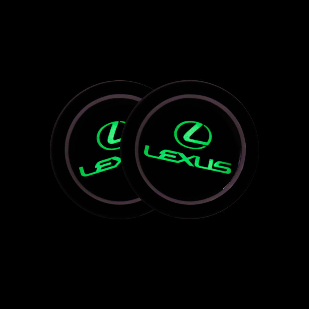 Brand New 2PCS Lexus Glows In The Dark Green Real Carbon Fiber Car Cup Holder Pad Water Cup Slot Non-Slip Mat Universal