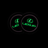 Brand New 2PCS Lexus Glows In The Dark Green Real Carbon Fiber Car Cup Holder Pad Water Cup Slot Non-Slip Mat Universal