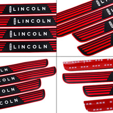 Load image into Gallery viewer, Brand New 4PCS Universal Lincoln Red Rubber Car Door Scuff Sill Cover Panel Step Protector V2