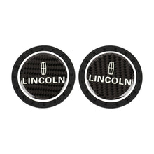 Load image into Gallery viewer, Brand New 2PCS Lincoln Glows In The Dark Green Real Carbon Fiber Car Cup Holder Pad Water Cup Slot Non-Slip Mat Universal