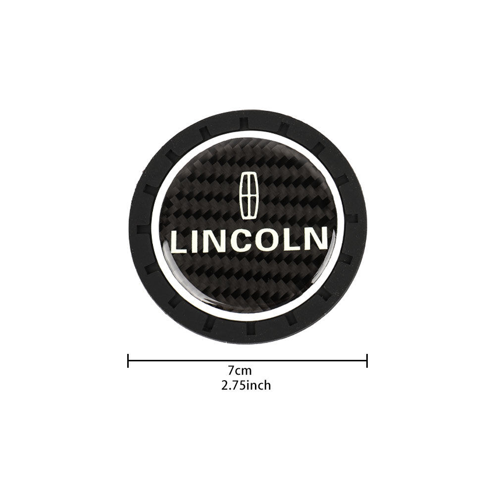 Brand New 2PCS Lincoln Glows In The Dark Green Real Carbon Fiber Car Cup Holder Pad Water Cup Slot Non-Slip Mat Universal