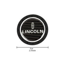 Load image into Gallery viewer, Brand New 2PCS Lincoln Glows In The Dark Green Real Carbon Fiber Car Cup Holder Pad Water Cup Slot Non-Slip Mat Universal