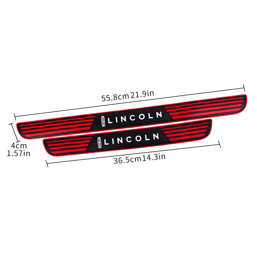 Brand New 4PCS Universal Lincoln Red Rubber Car Door Scuff Sill Cover Panel Step Protector V2