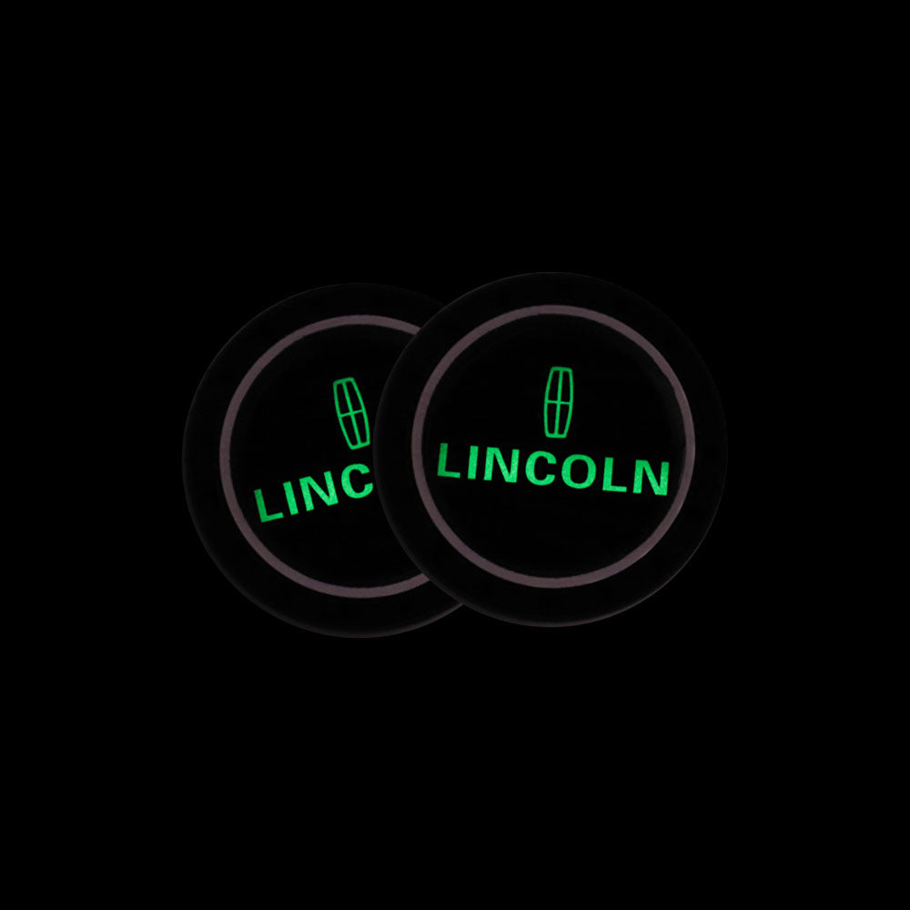 Brand New 2PCS Lincoln Glows In The Dark Green Real Carbon Fiber Car Cup Holder Pad Water Cup Slot Non-Slip Mat Universal