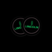 Load image into Gallery viewer, Brand New 2PCS Lincoln Glows In The Dark Green Real Carbon Fiber Car Cup Holder Pad Water Cup Slot Non-Slip Mat Universal