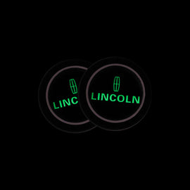 Brand New 2PCS Lincoln Glows In The Dark Green Real Carbon Fiber Car Cup Holder Pad Water Cup Slot Non-Slip Mat Universal
