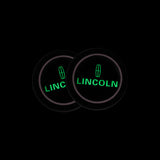 Brand New 2PCS Lincoln Glows In The Dark Green Real Carbon Fiber Car Cup Holder Pad Water Cup Slot Non-Slip Mat Universal