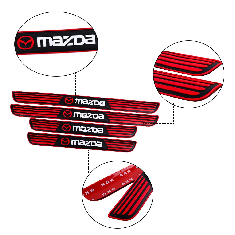 Brand New 4PCS Universal Mazda Red Rubber Car Door Scuff Sill Cover Panel Step Protector V2