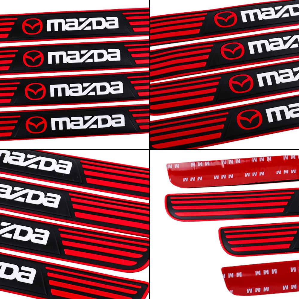 Brand New 4PCS Universal Mazda Red Rubber Car Door Scuff Sill Cover Panel Step Protector V2