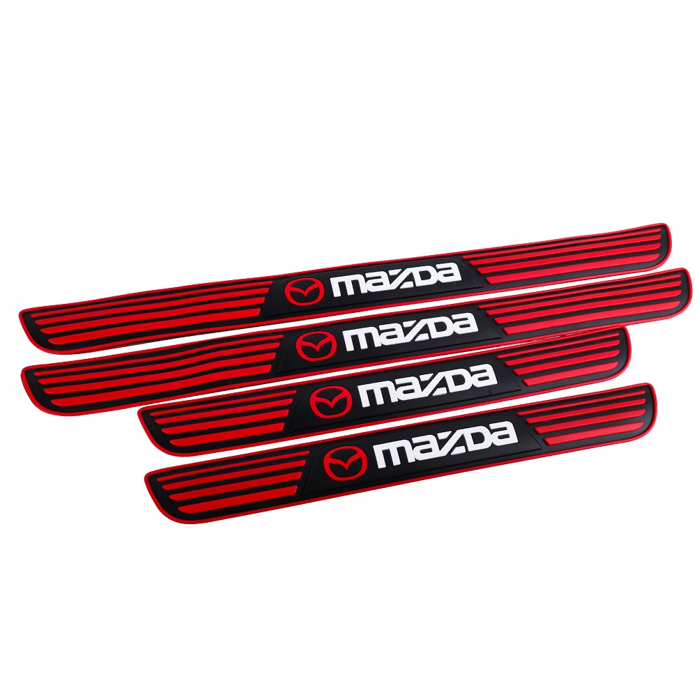 Brand New 4PCS Universal Mazda Red Rubber Car Door Scuff Sill Cover Panel Step Protector V2