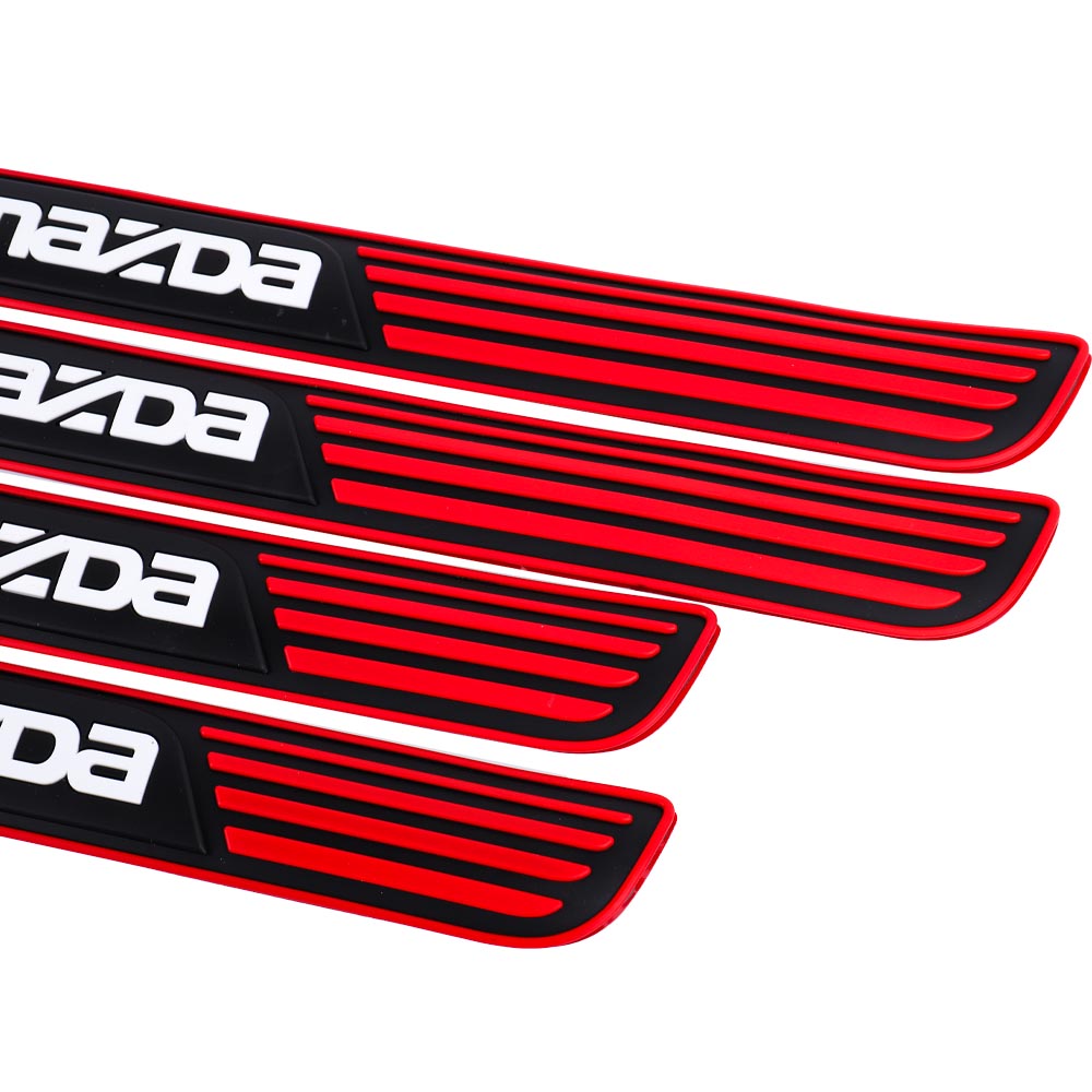 Brand New 4PCS Universal Mazda Red Rubber Car Door Scuff Sill Cover Panel Step Protector V2