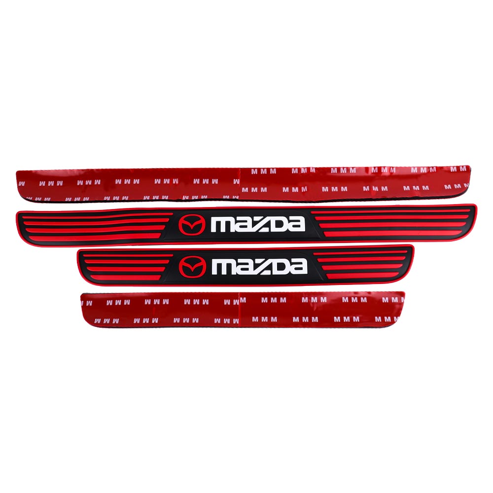 Brand New 4PCS Universal Mazda Red Rubber Car Door Scuff Sill Cover Panel Step Protector V2