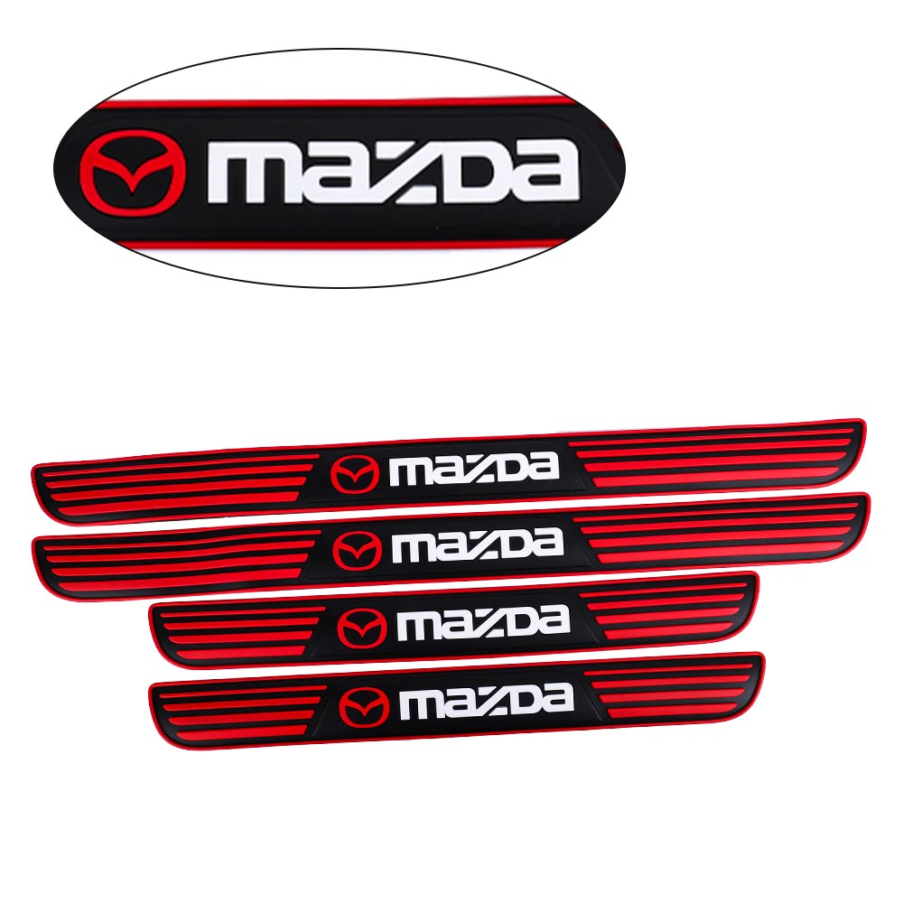 Brand New 4PCS Universal Mazda Red Rubber Car Door Scuff Sill Cover Panel Step Protector V2