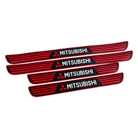 Brand New 4PCS Universal Mitsubishi Red Rubber Car Door Scuff Sill Cover Panel Step Protector V2