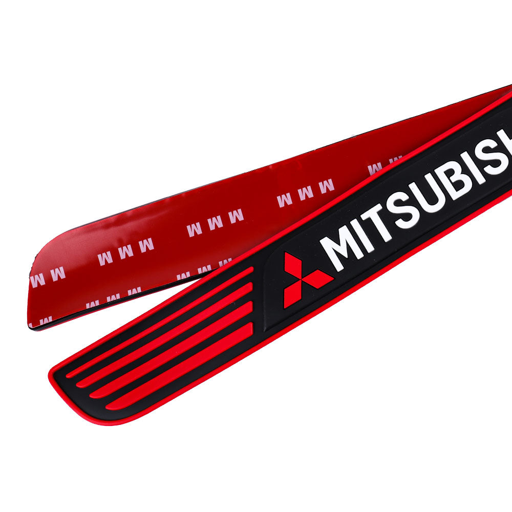 Brand New 4PCS Universal Mitsubishi Red Rubber Car Door Scuff Sill Cover Panel Step Protector V2