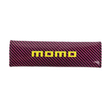 Load image into Gallery viewer, Brand New Universal 2PCS MOMO Hot Pink Carbon Fiber Look Car Seat Belt Covers Shoulder Pad