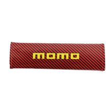 Load image into Gallery viewer, Brand New Universal 2PCS Momo Red Carbon Fiber Look Car Seat Belt Covers Shoulder Pad
