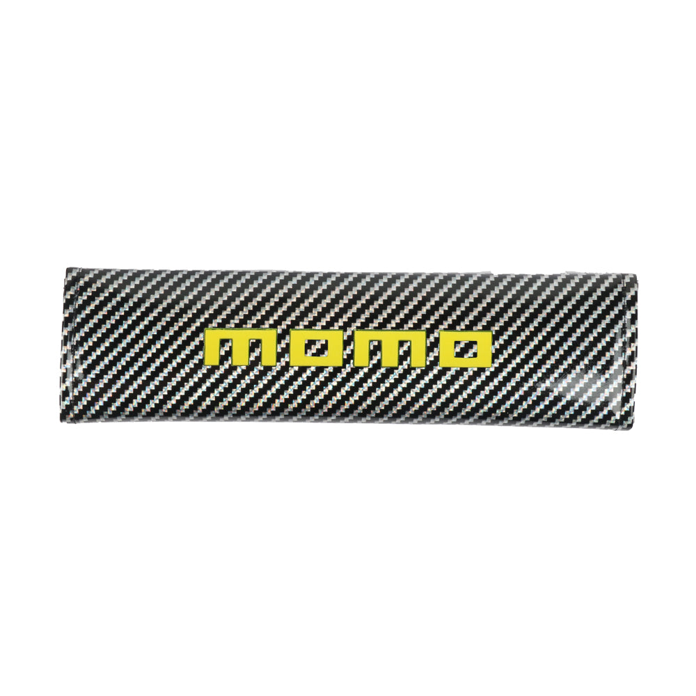 Brand New Universal 2PCS Momo Silver Carbon Fiber Look Car Seat Belt Covers Shoulder Pad