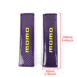 Brand New Universal 2PCS Momo Purple Carbon Fiber Look Car Seat Belt Covers Shoulder Pad