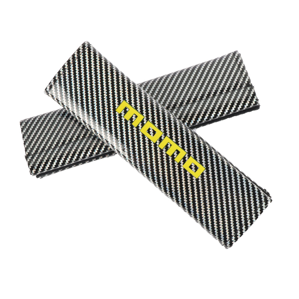 Brand New Universal 2PCS Momo Silver Carbon Fiber Look Car Seat Belt Covers Shoulder Pad
