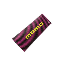 Load image into Gallery viewer, Brand New Universal 2PCS MOMO Hot Pink Carbon Fiber Look Car Seat Belt Covers Shoulder Pad