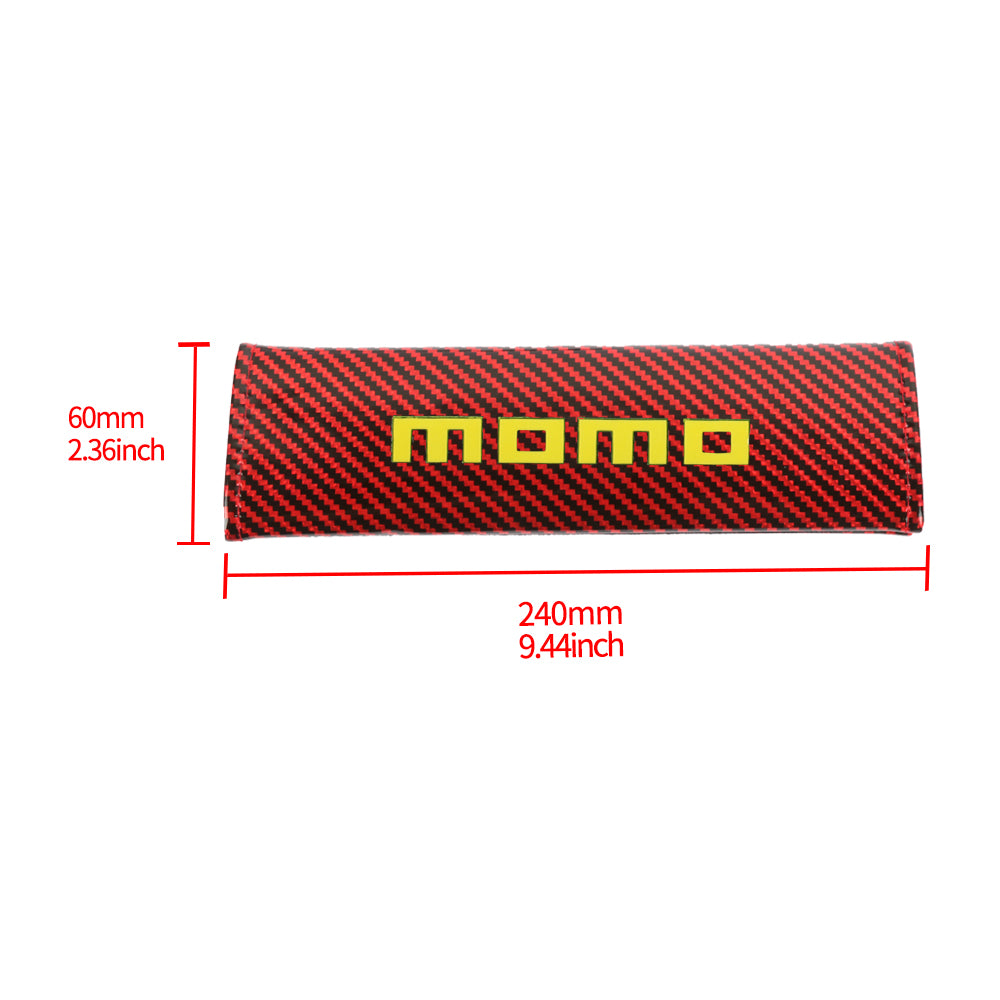 Brand New Universal 2PCS Momo Red Carbon Fiber Look Car Seat Belt Covers Shoulder Pad