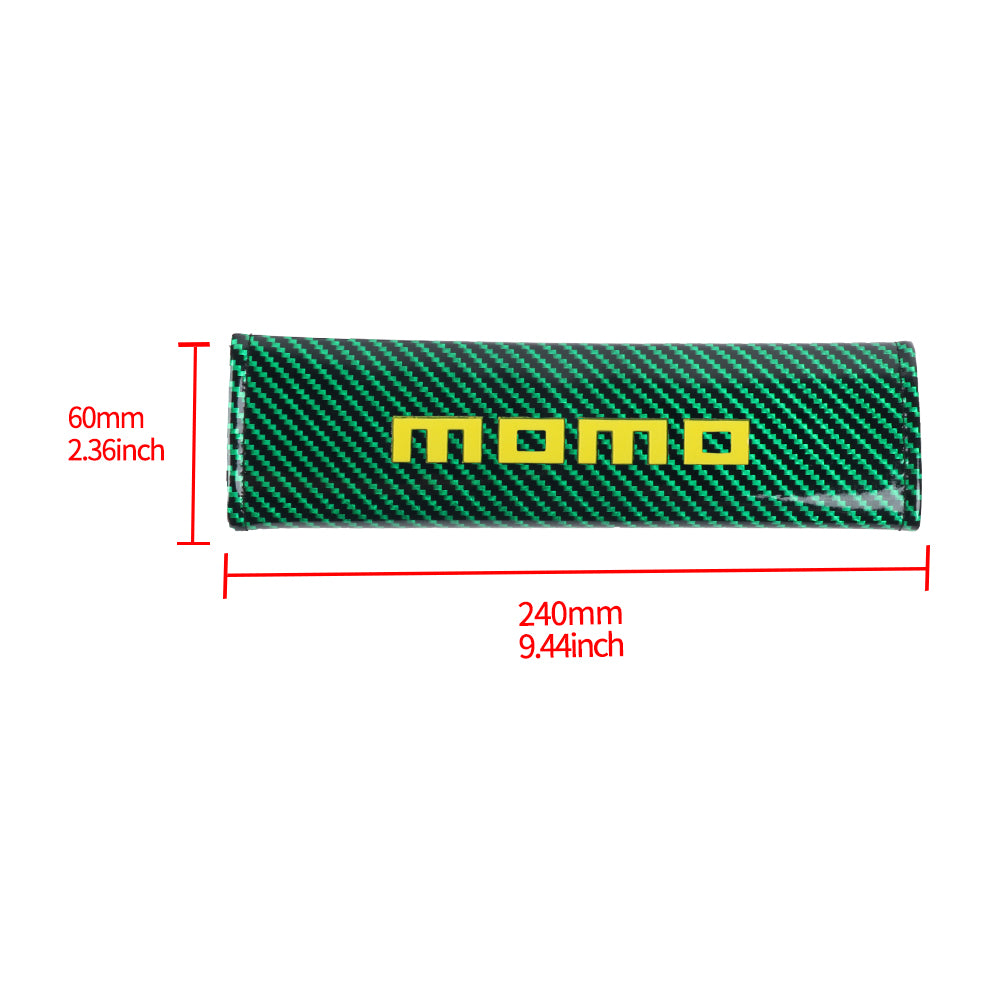 Brand New Universal 2PCS Momo Green Carbon Fiber Look Car Seat Belt Covers Shoulder Pad