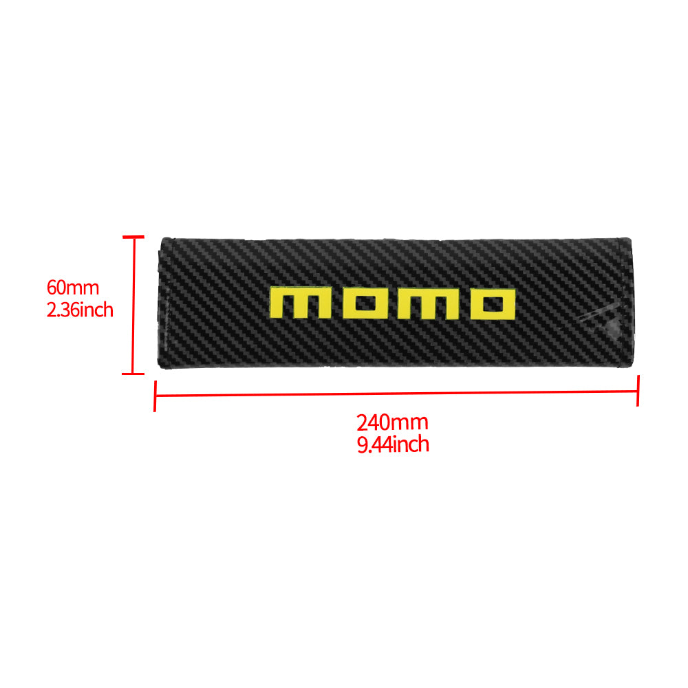 Brand New Universal 2PCS Momo Black Carbon Fiber Look Car Seat Belt Covers Shoulder Pad