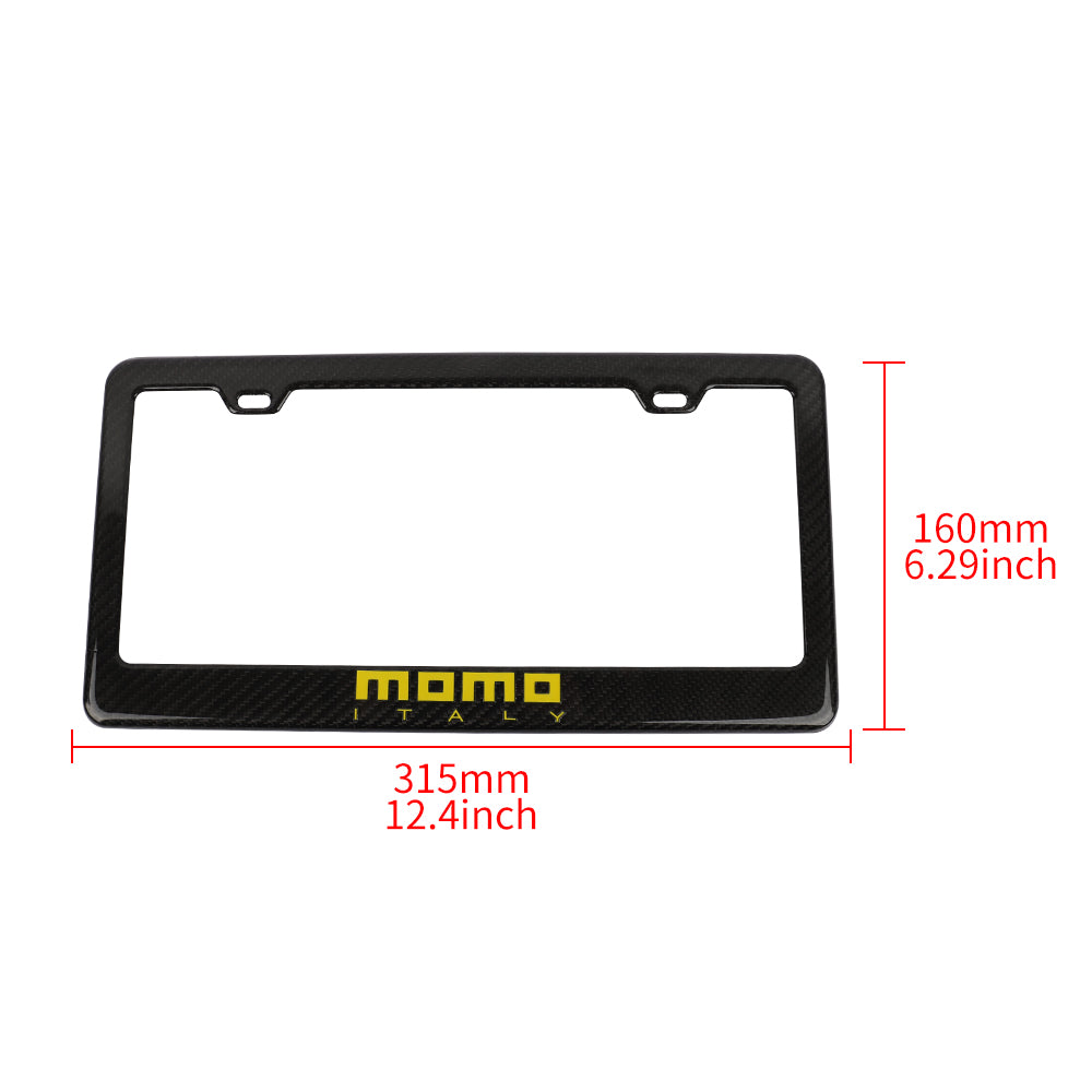 Brand New 1PCS MOMO Real 100% Carbon Fiber License Plate Frame Tag Cover Original 3K With Free Caps