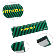 Load image into Gallery viewer, Brand New Universal 2PCS Momo Green Carbon Fiber Look Car Seat Belt Covers Shoulder Pad