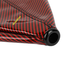 Brand New Universal Momo Carbon Fiber Red Leather PVC Style Black Stitch Leather Gear Manual Shifter Shift Knob Boot