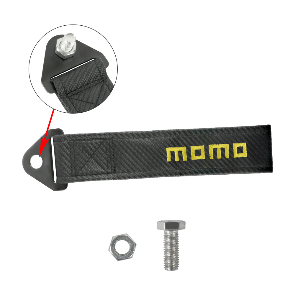Brand New Momo Carbon Fiber High Strength Tow Towing Strap Hook For Front / REAR BUMPER JDM