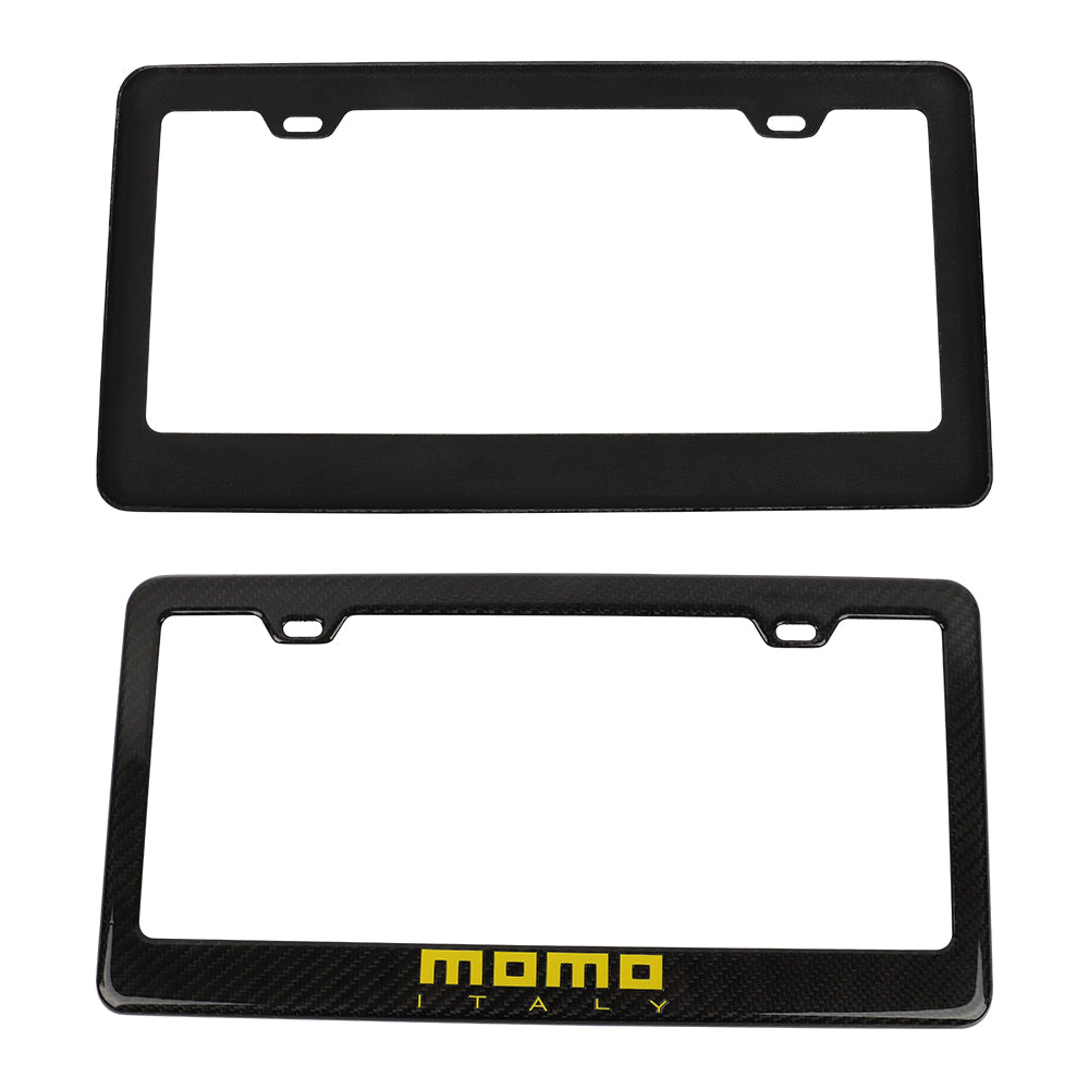 Brand New 1PCS MOMO Real 100% Carbon Fiber License Plate Frame Tag Cover Original 3K With Free Caps