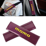 Brand New Universal 2PCS MOMO Hot Pink Carbon Fiber Look Car Seat Belt Covers Shoulder Pad