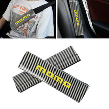 Load image into Gallery viewer, Brand New Universal 2PCS Momo Silver Carbon Fiber Look Car Seat Belt Covers Shoulder Pad