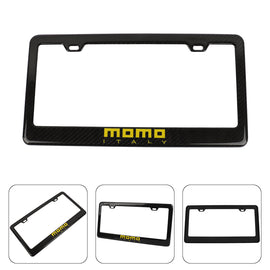 Brand New 1PCS MOMO Real 100% Carbon Fiber License Plate Frame Tag Cover Original 3K With Free Caps