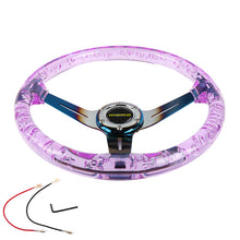 Load image into Gallery viewer, Brand New JDM Momo Universal 6-Hole 350mm Deep Dish Vip Purple Crystal Bubble Burnt Blue Spoke Steering Wheel