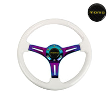 Load image into Gallery viewer, Brand New 350mm 14&quot; Universal JDM Momo Deep Dish ABS Racing Steering Wheel White With Neo-Chrome Spoke