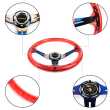 Load image into Gallery viewer, Brand New JDM Momo Universal 6-Hole 350mm Deep Dish Vip Red Crystal Bubble Burnt Blue Spoke Steering Wheel